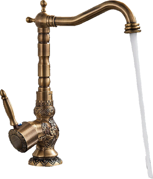 JULIAN | Rubinetto da cucina vintage premium in ottone spazzolato | miscelatore retrò in acciaio inox da cucina Gastro | 2 porte ruotabili a 360°