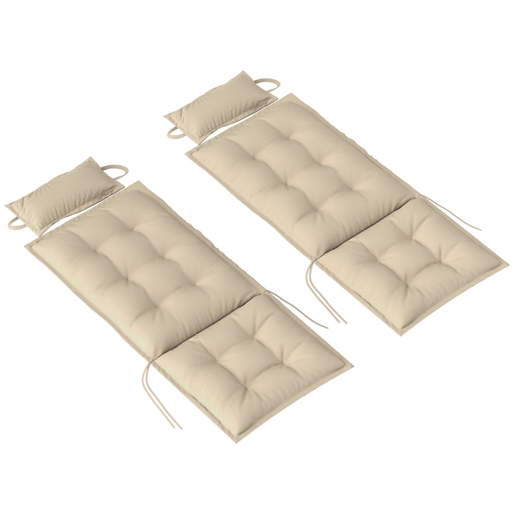 Set di 2 cuscini per sdraio cuscino idrorepellente per sdraio da giardino 50x116x5 cm; beige