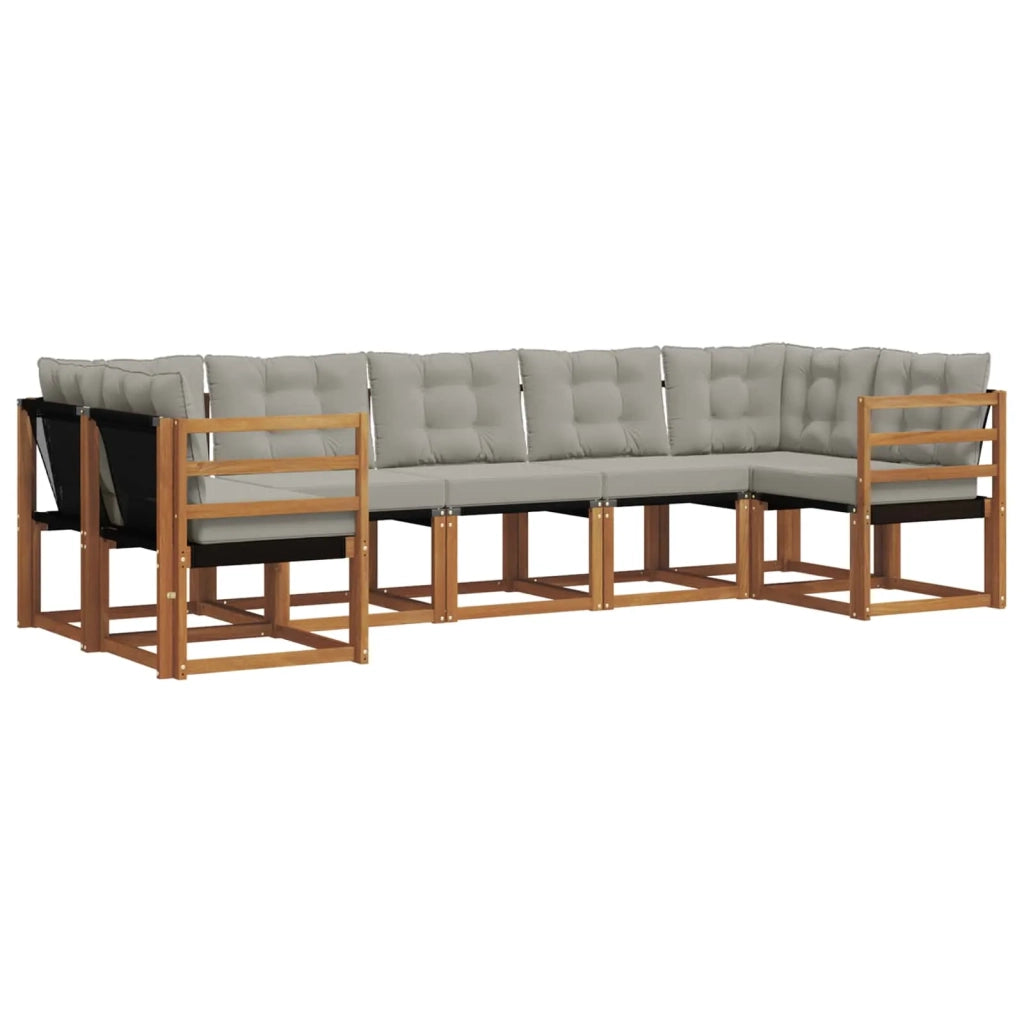 Set di divani da esterno 7 pcs Grigio Naturale e Chiaro