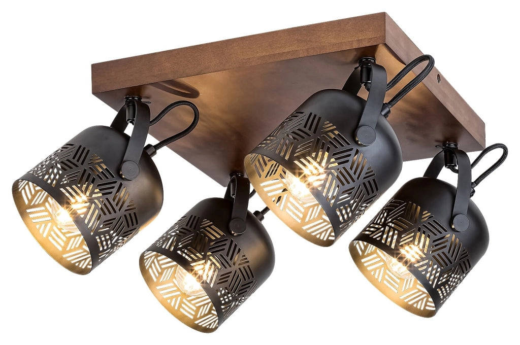 Faretto soffitto Rotem noce/nero opaco 4xE14 Rabalux
