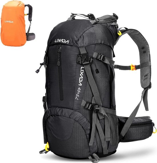 Zaino da trekking, zaino da camminata, zaino da viaggio, 50 L, impermeabile con copertura per la pioggia