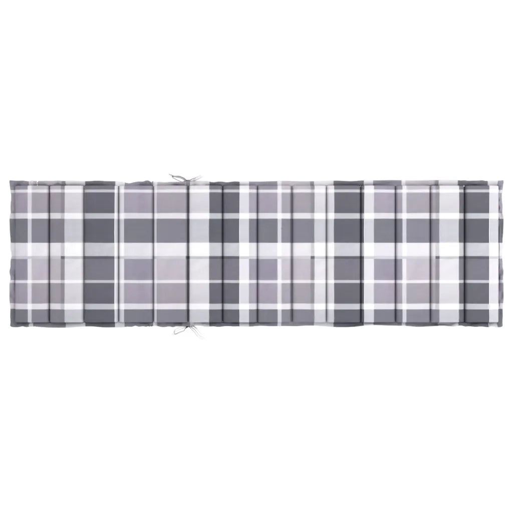 Cuscino per Lettino a Quadri Grigi 200x50x3cm Tessuto Oxford 314202