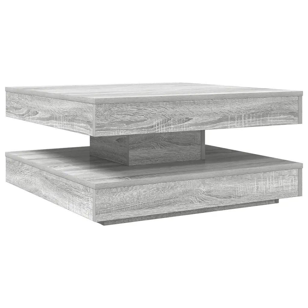 Tavolino da Caffè Girevole a 360 Gradi Grigio 70x70x34,5 cm 858484