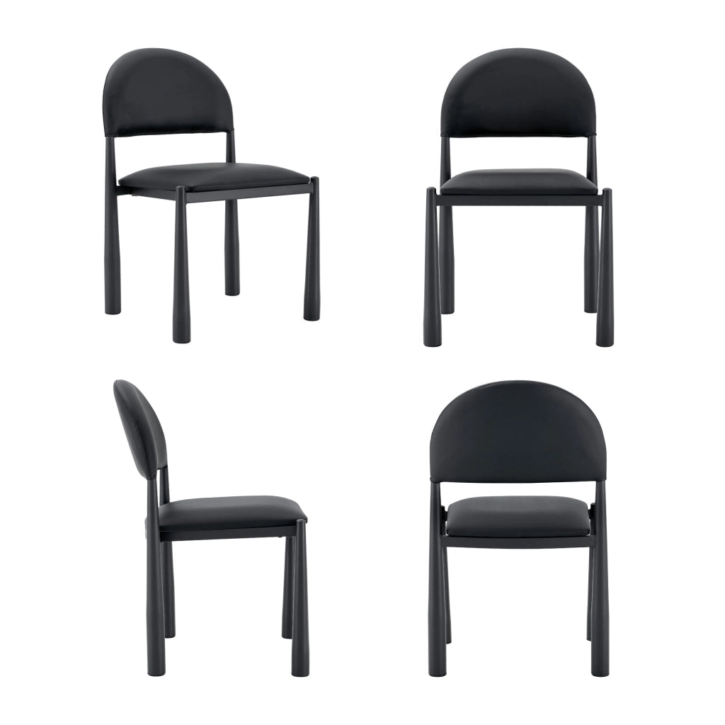 SEDIA da pranzo Set da 2 pezzi in PU Nero con gambe in metallo, 80 cm