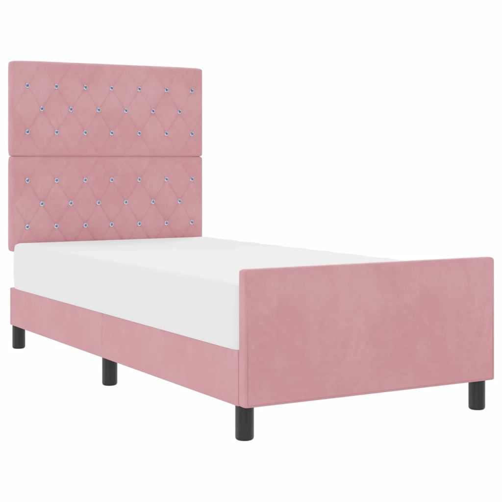 Letto a molle con testiera Rosa 90 x 200 cm Velluto 3344854