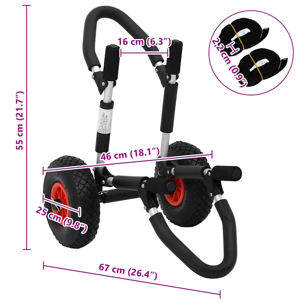 Carrello SUP per Tavola da Surf Pieghevole 45 kg in Alluminio 94871