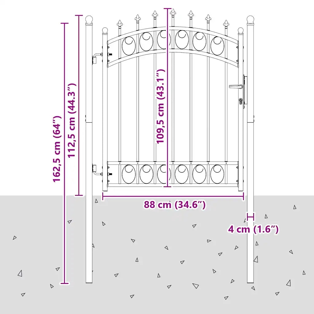 Cancello della recinzione con punte EMMEN 125 x 100 cm CFW4088340