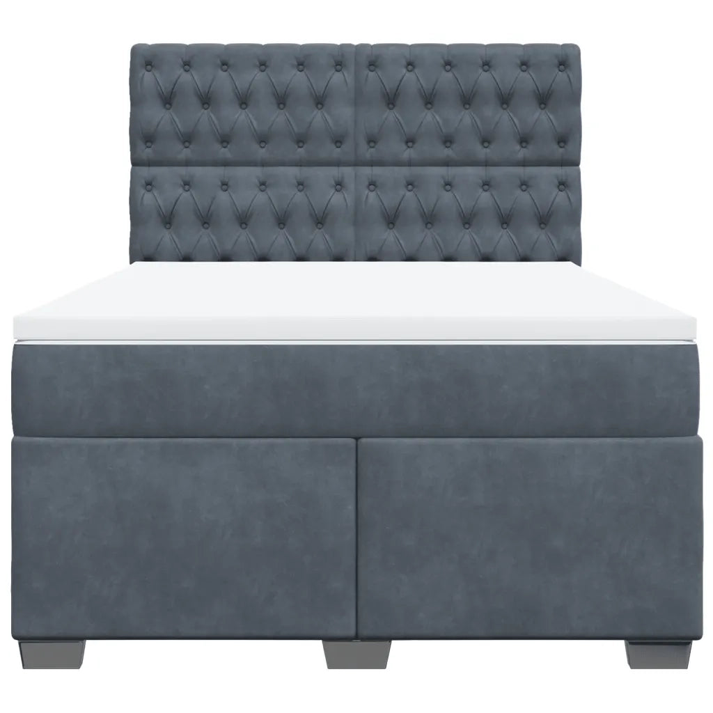 Giroletto a Molle con Materasso Grigio Scuro 140x200 cm Velluto