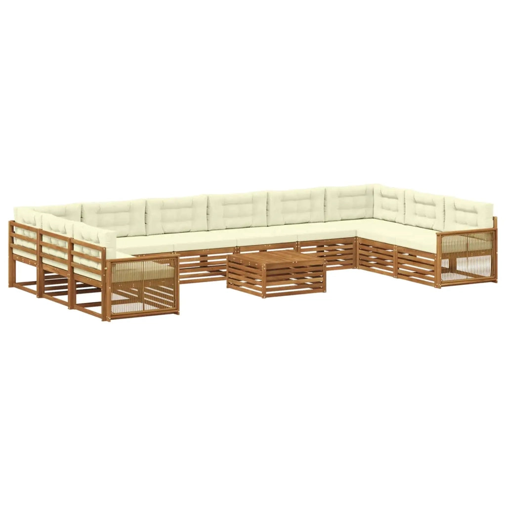 Set divani con cuscino 11 pcs Legno di Acacia Massello