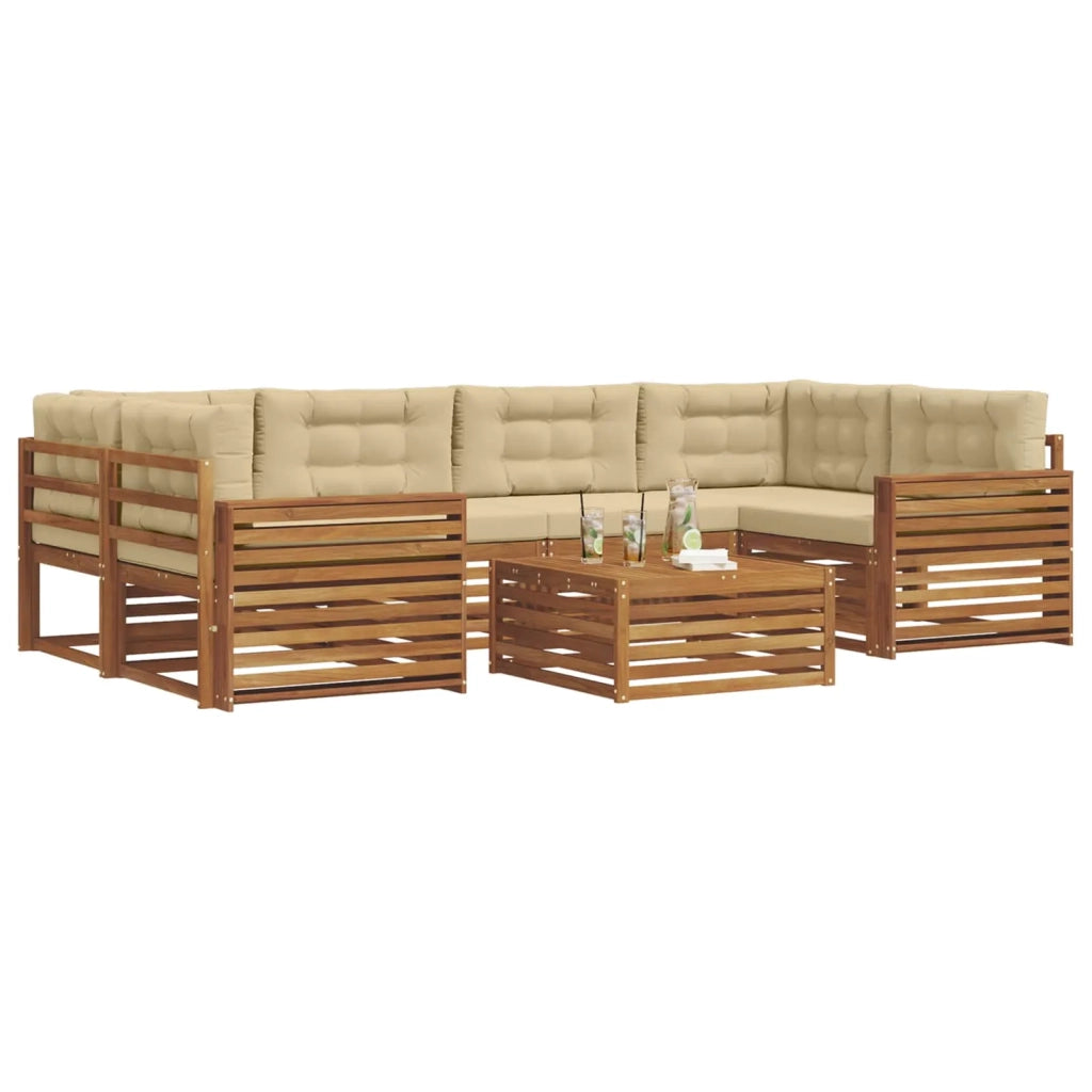 Set di divani da esterno con cuscino 7 pcs Naturale e Beige