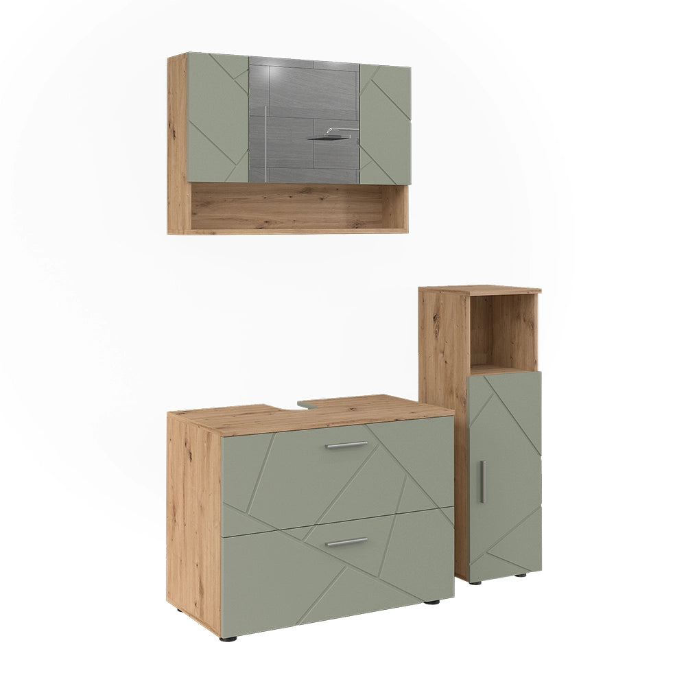 Vicco Set di mobili da bagno Verde salvia 3 parti