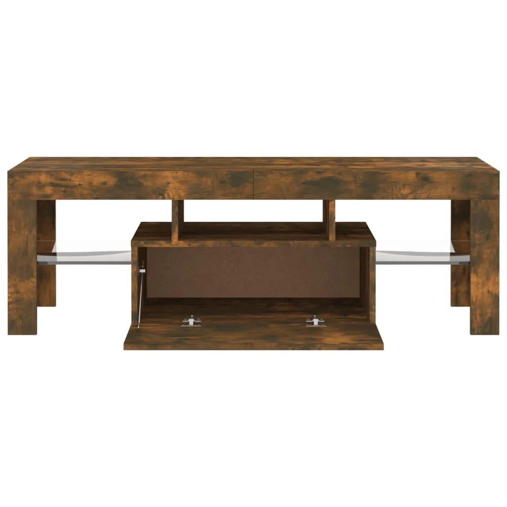 Mobile TV multimediale scaffale TV credenza mobile TV per sala da pranzo soggiorno camera da letto con luci a LED rovere affumicato 120 x 35 x 40 cm marrone 02_0026717