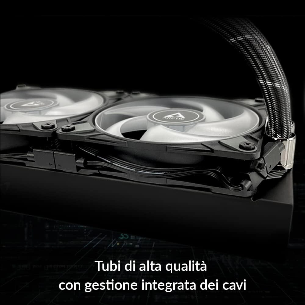 Liquid Freezer II 420 A-RGB Sistema di Raffreddamento PC Dissipatore Liquido ad Acqua per CPU AIO con A-RGB, pompa controllata PWM, velocità della ventola: 200-1900 RPM, LGA1700 compatibile