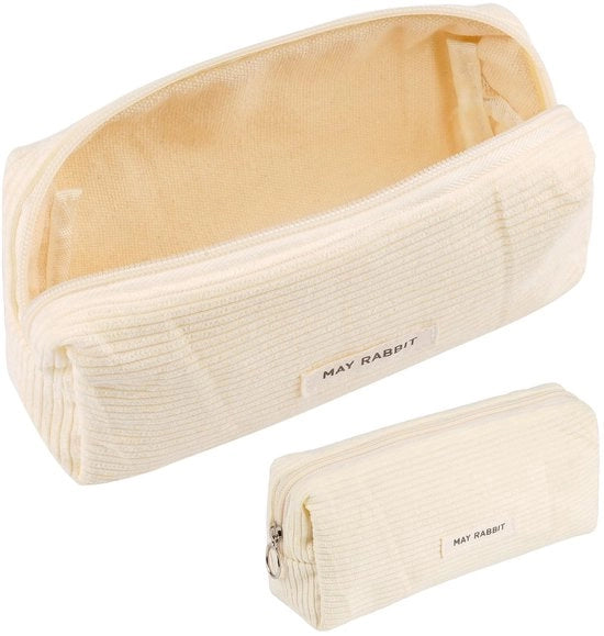 Etui di tessuto corduroy, contenitore per penne bianco latte per ragazze adolescenti, contenitore per penne contenitore per penne contenitore per scuola, ufficio, bianco, contenitore per penne