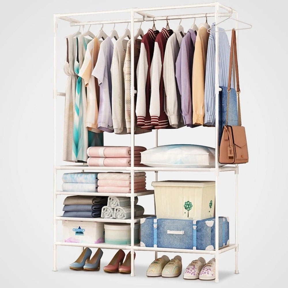 Trade Shop - Appendiabiti Da Pavimento Armadio Interni Stendino Girevole Gancio 180x36x170 Cm -