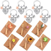 Set di regali per l'amicizia - 6 holder per chiavi - Buste con fiori essiccati - Set di regali per compleanni - Acciaio inossidabile - Regalo attento - Set di regali per l'amicizia