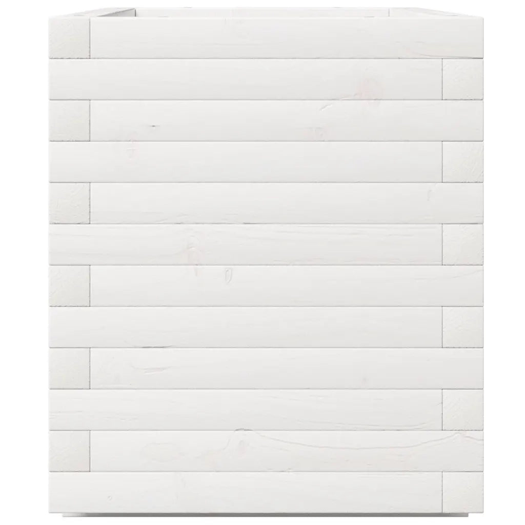 Fioriera da Giardino-Vaso da Esterno Bianca 70x40x49,5cm Legno Massello di Pino 786538