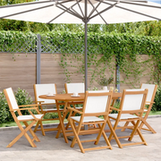 vidaXL Sedie da Giardino Pieghevoli 6pz Bianco Crema Tessuto e Legno