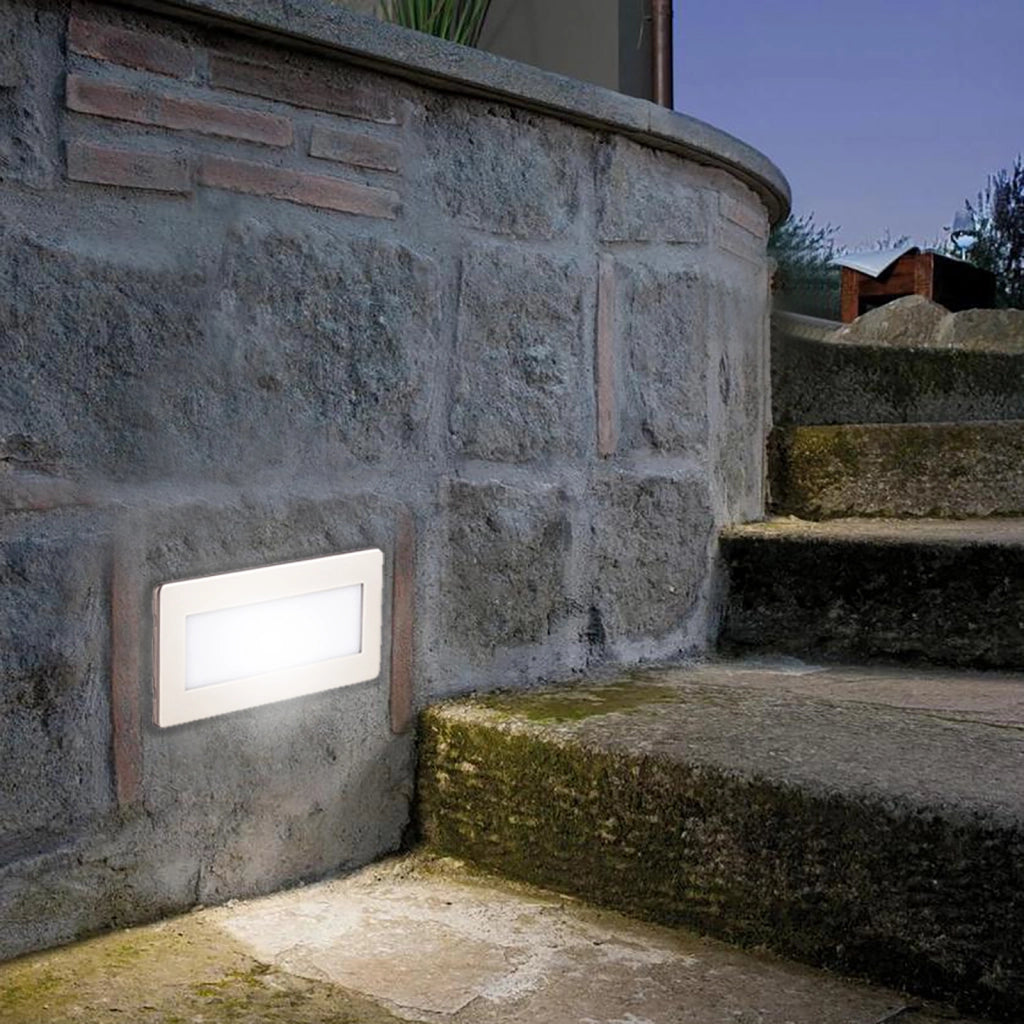 Faretto segnapassi LED 4W incasso luce muro cassetta 506 4000K bianco inox IP65