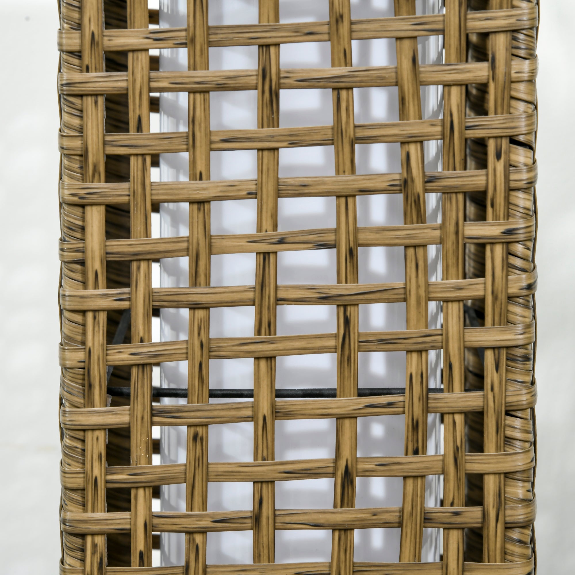 Lampada Solare da Giardino con Pannello di Ricarica 15,5x15,5x69 cm in Acciaio e Rattan Nero e Marrone