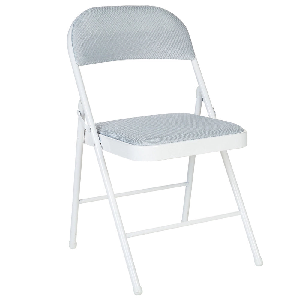 Set di 4 sedie pieghevoli con struttura in metallo Grigio chiaro sedile e schienale imbottiti in tessuto sedili pieghevoli