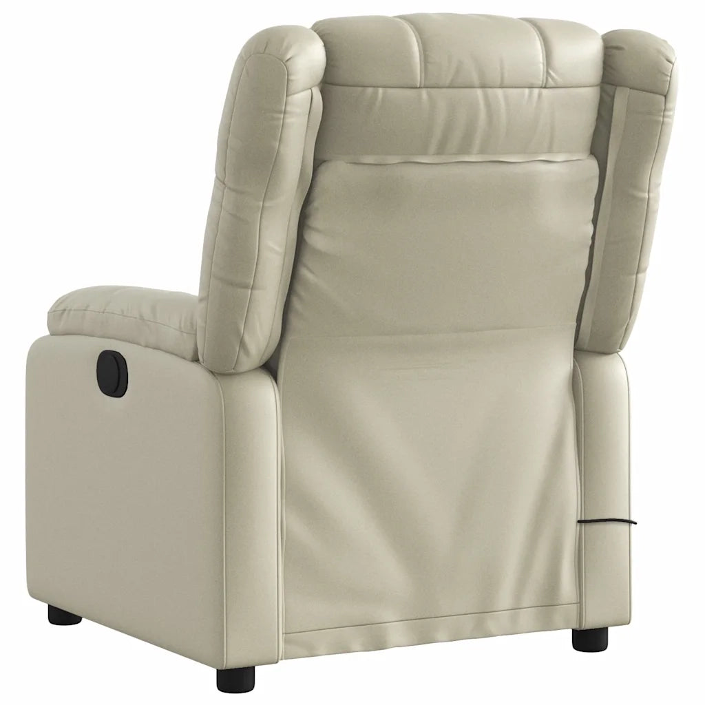 Poltrona reclinabile massaggiante in Similpelle Crema 3206189