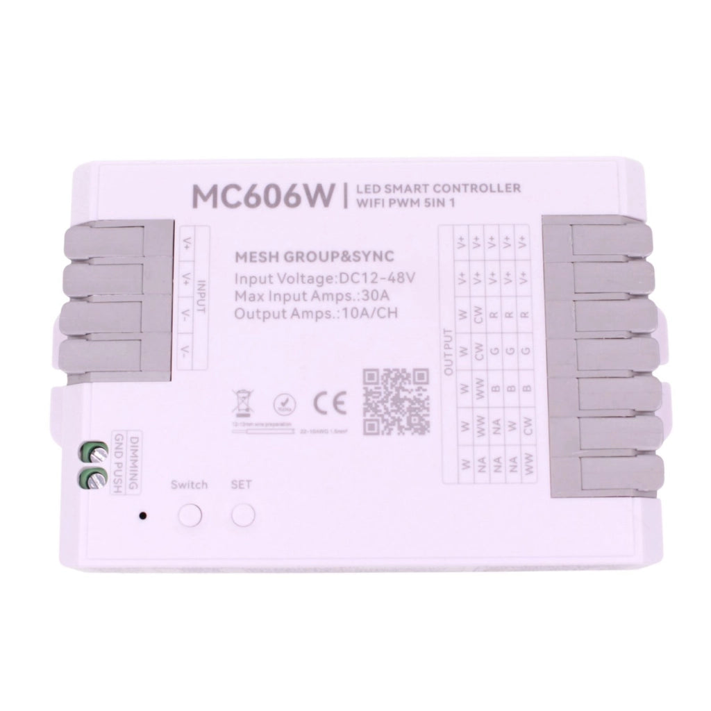 Controller LED WiFi 5 canali PWM, 12-48V, 5x10A, RGBW CCT