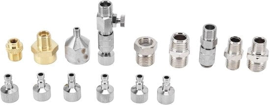 Set di connessione rapida per pennello a spruzzo - 15 pezzi - Acciaio inossidabile - Materiali per pennello a spruzzo - Adatto per artisti - Argento