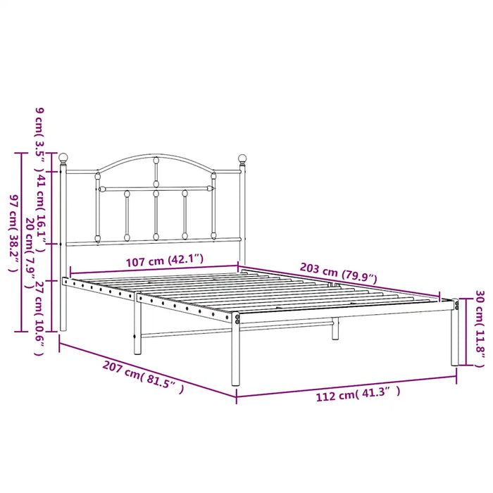 Giroletto con Testiera Metallo Bianco 107x203 cm 353484