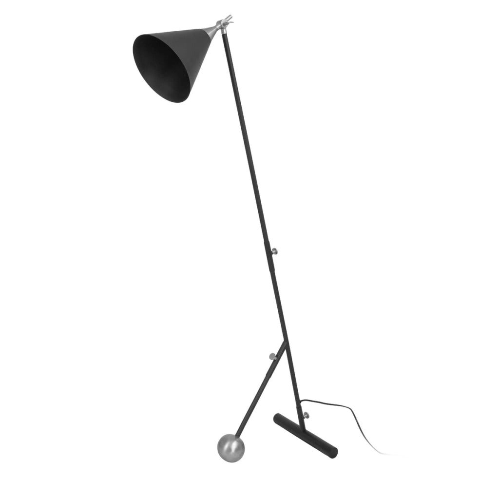 Lampada da terra Celeste in metallo nero e argento