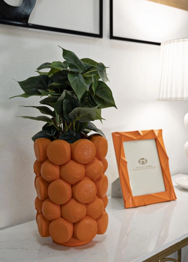 Vaso Orange Ø19x28 cm in Resina Arancione