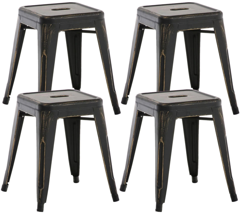 Set 4 Panchetti Impilabili Armin In Metallo nero-oro