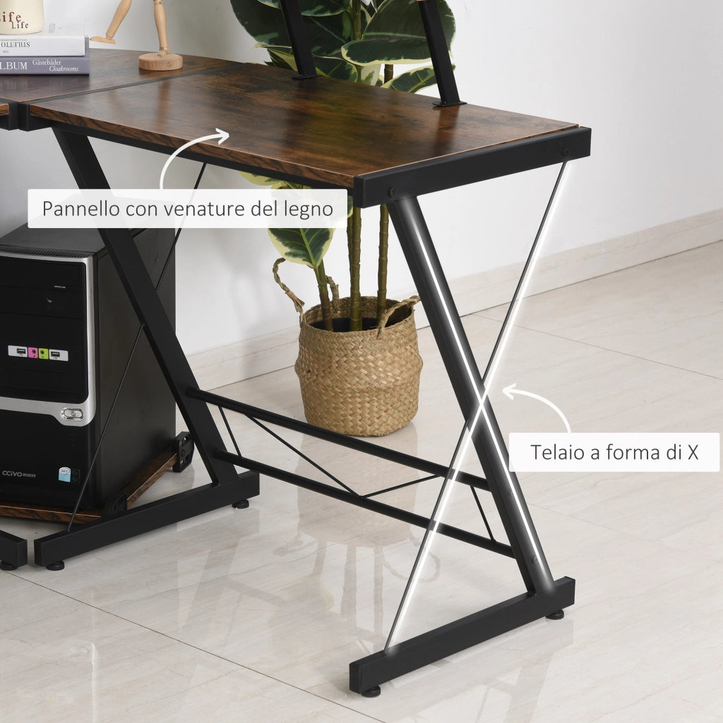 Easycomfort Scrivania Angolare Reversibile per Computer e PC in Stile Industriale, per Ufficio o Camera, in Legno 155x115x91.5cm