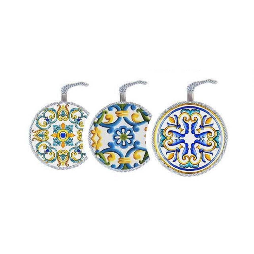 Trade Shop - Quadro Quadretto Tonda 18cm Ceramica Terra D'amuri Con Cordino Decori Ass. 816543 -