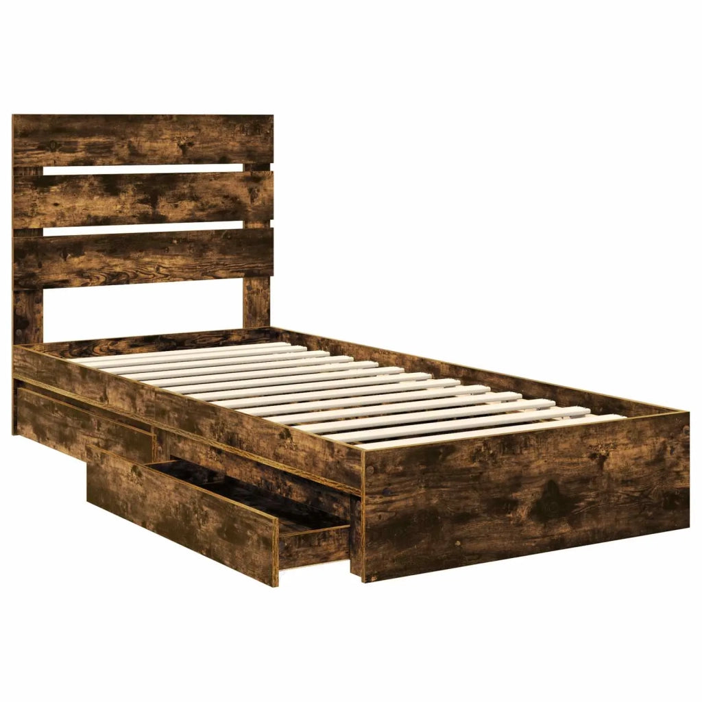 Letto con Contenitore Rovere fumé 90 x 200 cm Legno multistrato 3411926
