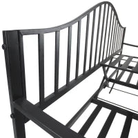 Panchina da Esterno a 2 Posti , Panchina da Giardino con Tavolino Estensibile in Metallo 150 x 53 x 95 cm Nero