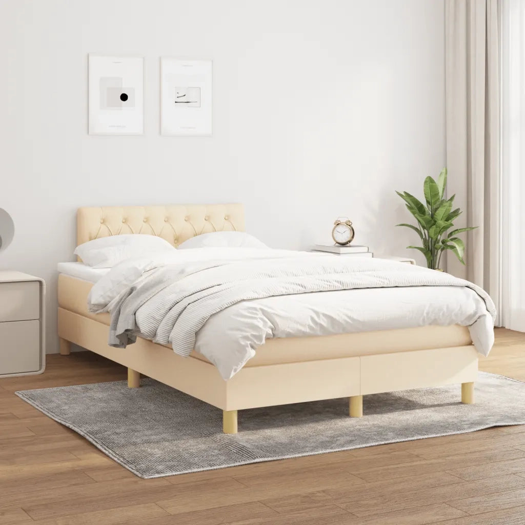 Giroletto a Molle con Materasso Crema 120x190 cm in Tessuto