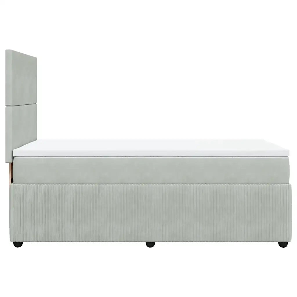 Giroletto a Molle con Materasso Grigio Chiaro 90x190 cm Velluto
