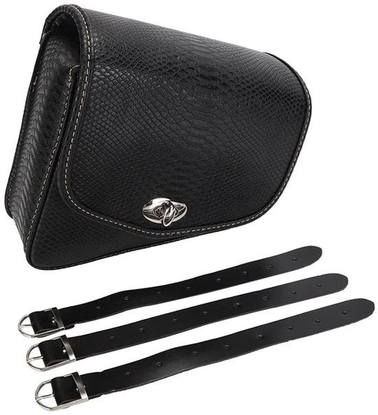 Gabbia per strumenti universale con alta capacità - Telaio in pelle PU - Nero - Dimensioni 24 x 18 x 10 cm - Borsa per motocicletta