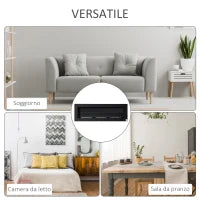 Camino Bioetanolo da Parete a con 3 Serbatoi da 1L e Copertura 20m², 120x40 cm Caminetto Bioetanolo 2Kw in Acciaio e Vetro per Salotto, Soggiorno e Camera da Letto, Nero