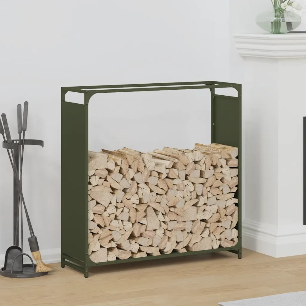 Rastrelliera per Legna da Ardere Verde Oliva 90x28x90 cm CFW7602111