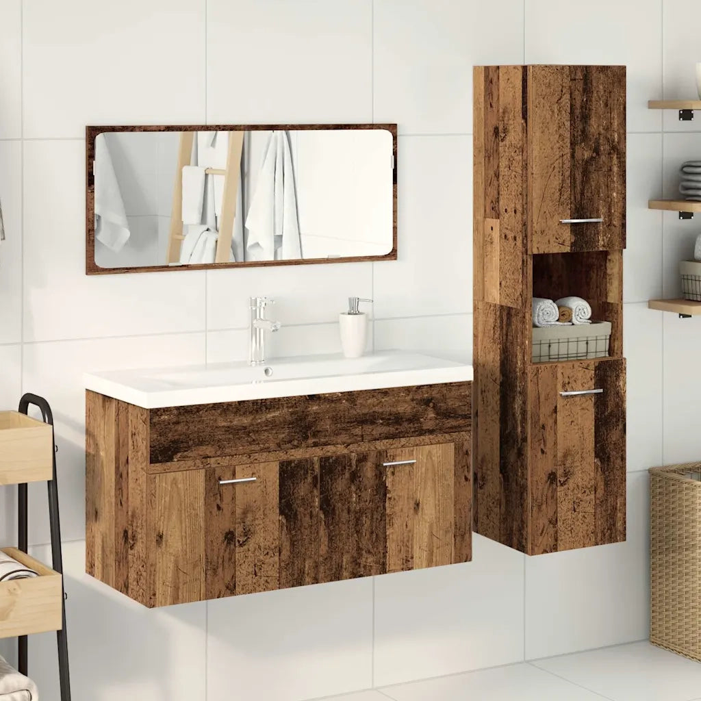 Set Mobili da Bagno 4 pz Legno Antico in Legno Multistrato 3328915