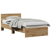 Letto singolo | Letto per adulti | Struttura del letto con testiera Rovere artigianale 75 x 190 cm