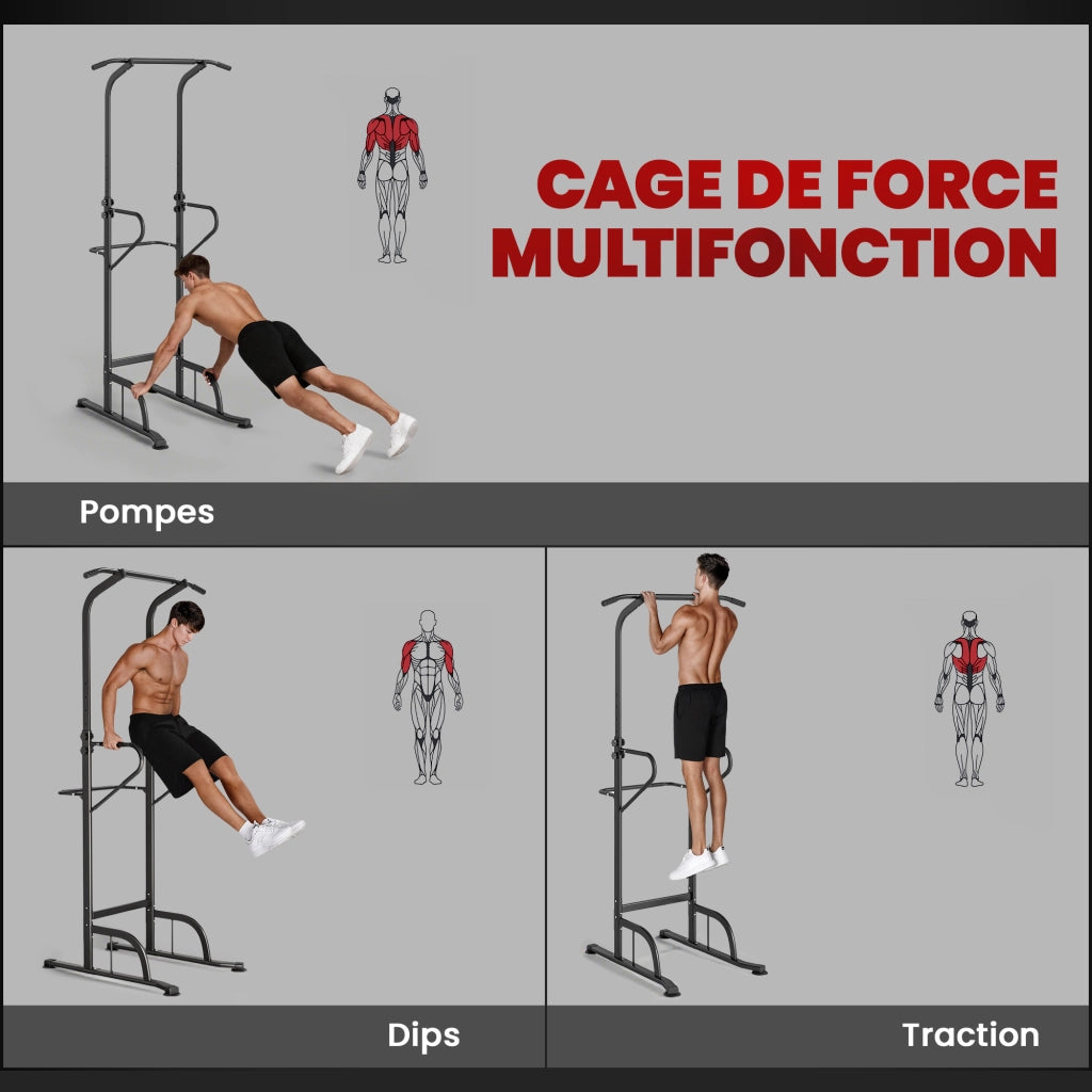 Attrezzo Palestra Multifunzione ¨C zephmum ¨C Nero Rosso Acciaio