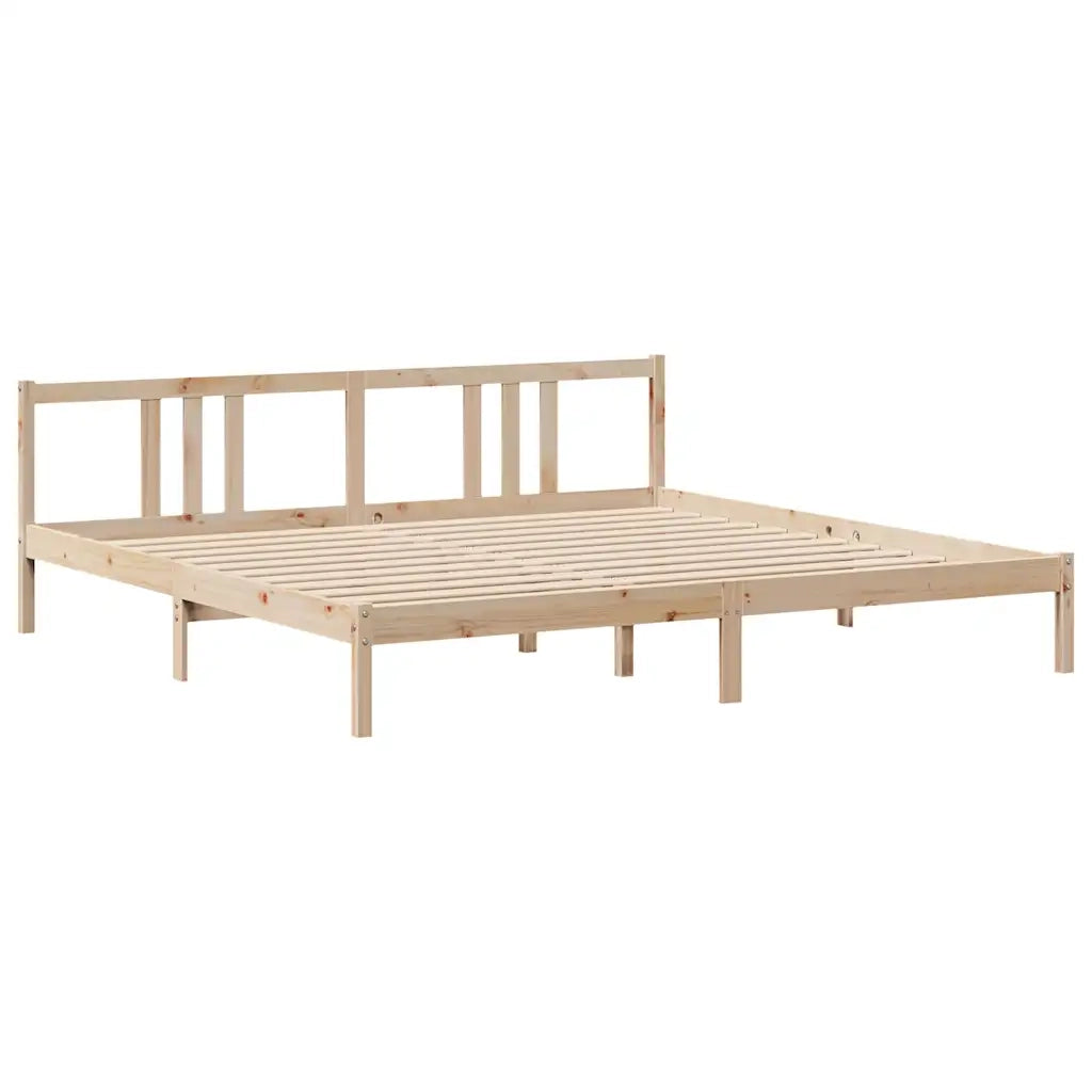 Letto matrimoniale | Letto per adulti | Giroletto con Testiera 200x200 cm in Legno Massello di Pino