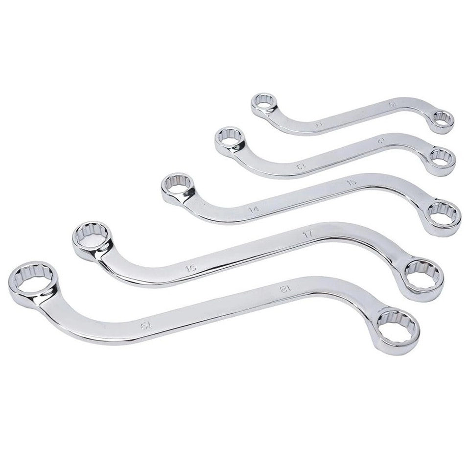 SET 5 CHIAVI DA MECCANICO COMBINATE TIPO S FISSE AUTO ANELLO POLIGONALI 10-19MM