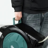 Avvolgitubo da giardino con supporto a muro e maniglia girevole a 180°, 59 x 23 x 42 cm, Nero