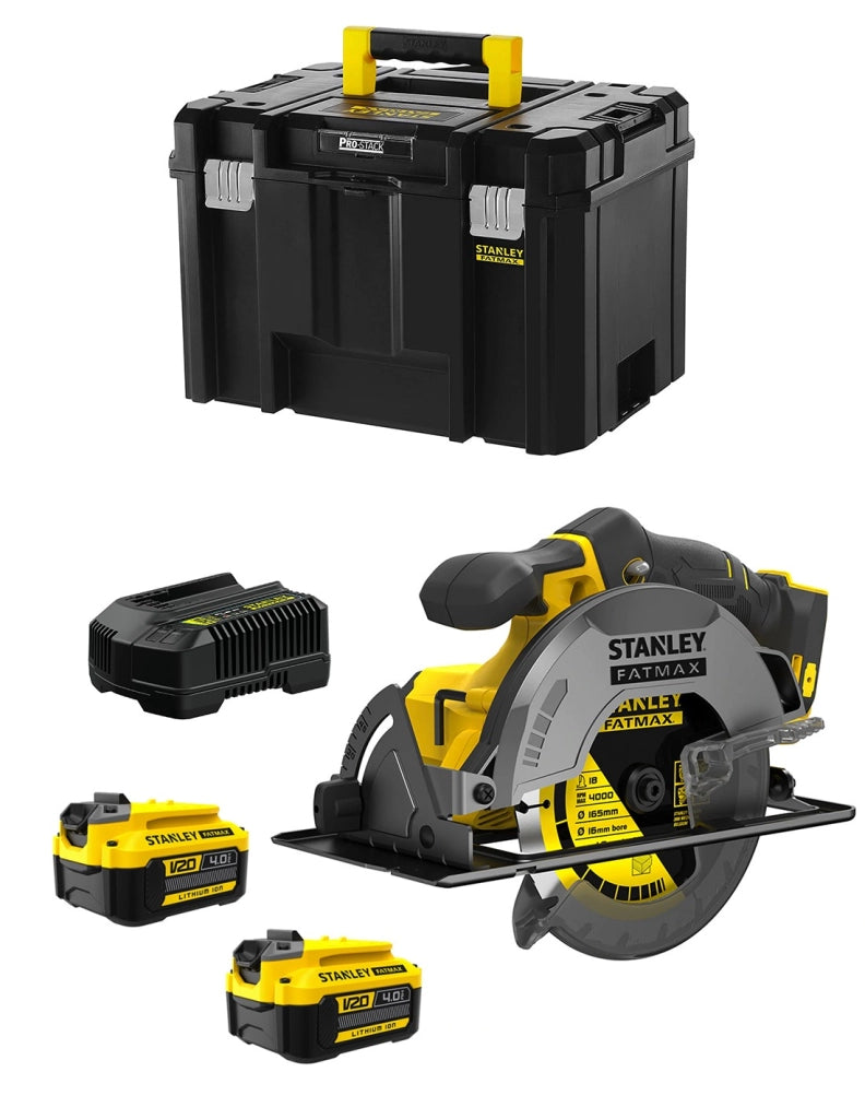 Sega Circolare STANLEY FatMax SFMCS500M2T (2 x 4,0 Ah + Caricabatteria + TSTAK VI)