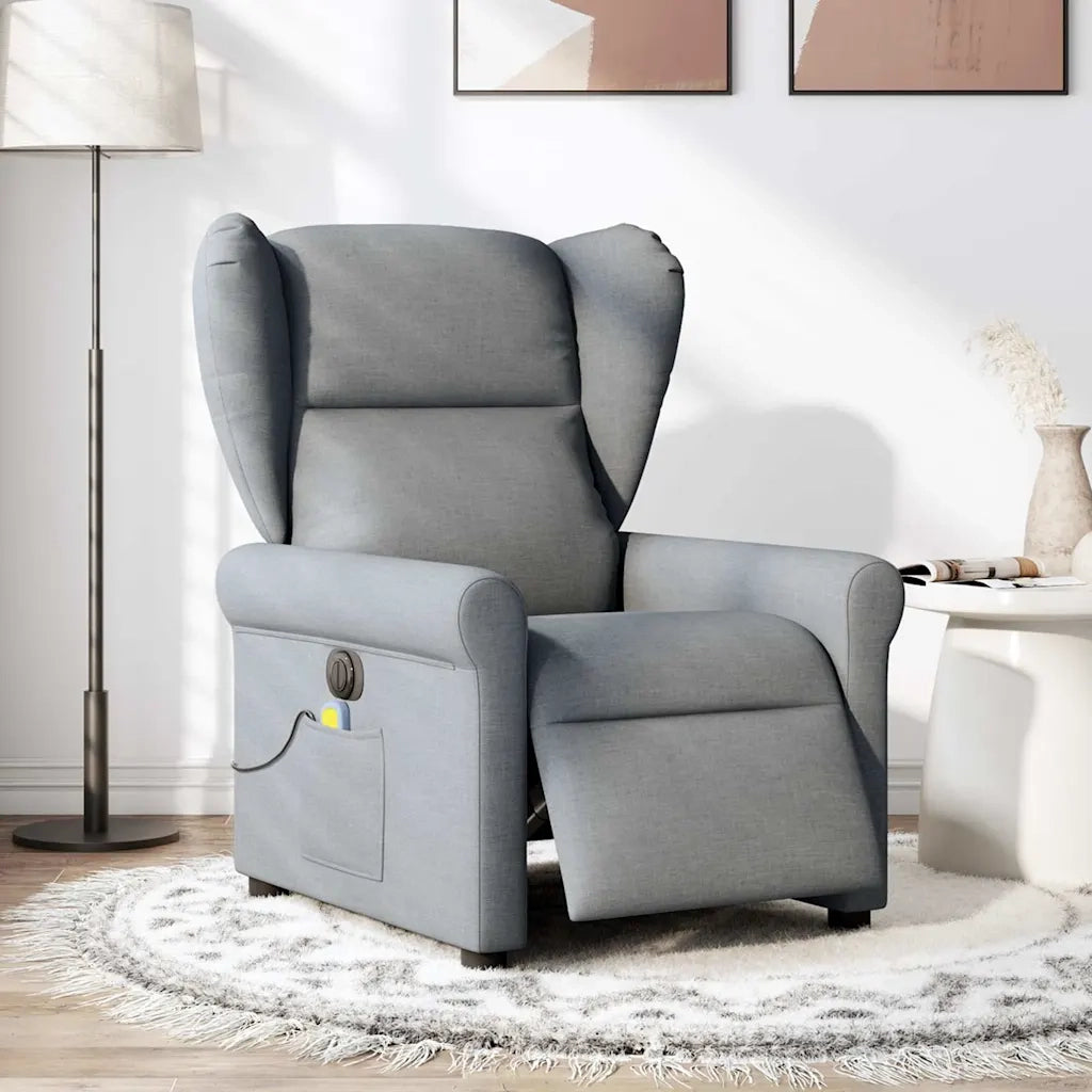Divano Sedia-Poltrona Reclinabile Massaggio Elettrica Grigio Chiaro Tessuto 363527