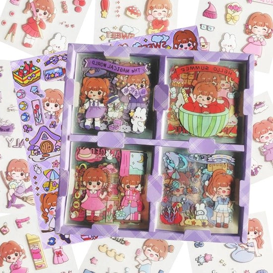 Sticker Minifigurine Kawaii a 100 pezzi - Accessori per Bullet Journal Estetici e Carini - Accessori per Album di Progetto DIY.